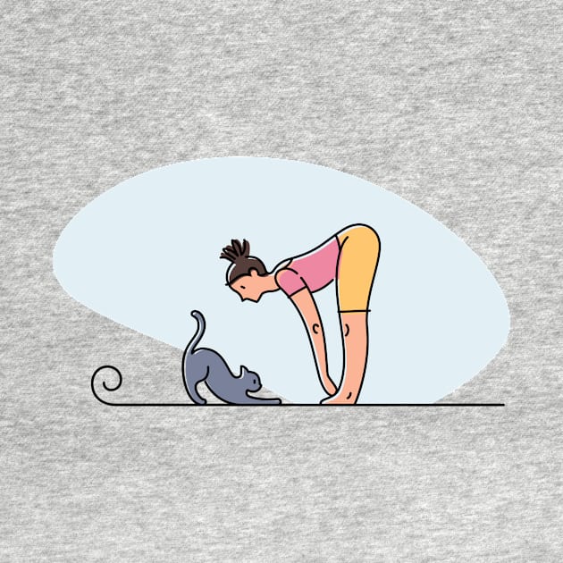 YOGA WITH CAT ILLUSTRATION by Trio Store